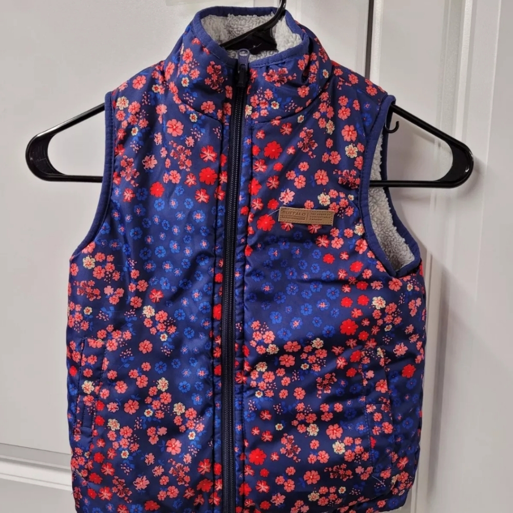Buffalo David Bitton Girls Vest Size: XS Full Zip Pockets Floral